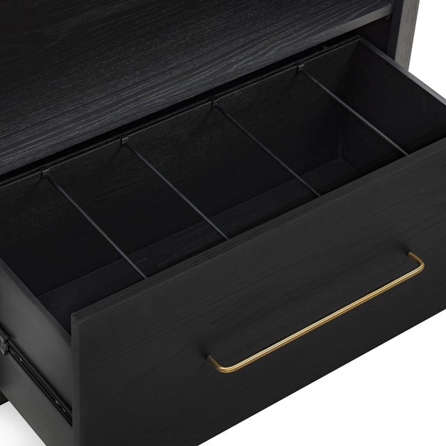 Black Marlow Black Wood Bookcase with File Drawer For Sale - Image 8 of 9