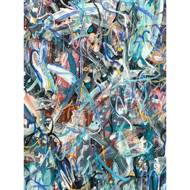 Wood Very Large 1980s Modern Abstract Expressionist Painting, Framed For Sale - Image 7 of 12