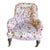 Antique French Napoleon III Tufted Club Chair in Vibrant Pansy Floral Upholstery For Sale