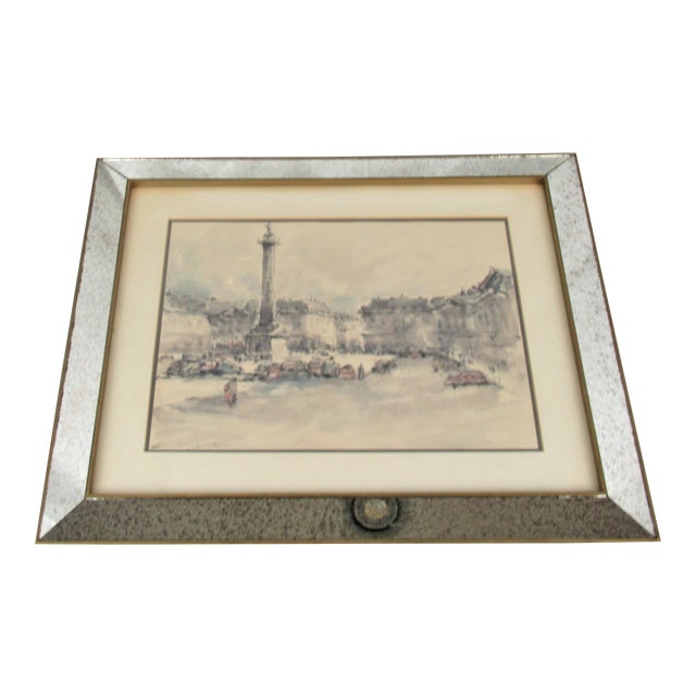 Vintage Mid-Century Spotted Mirror Frames With Italian Prints - a Pair For Sale