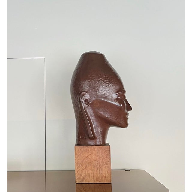 Head Sculpture, 1930s, Wood & Gesso For Sale - Image 4 of 5