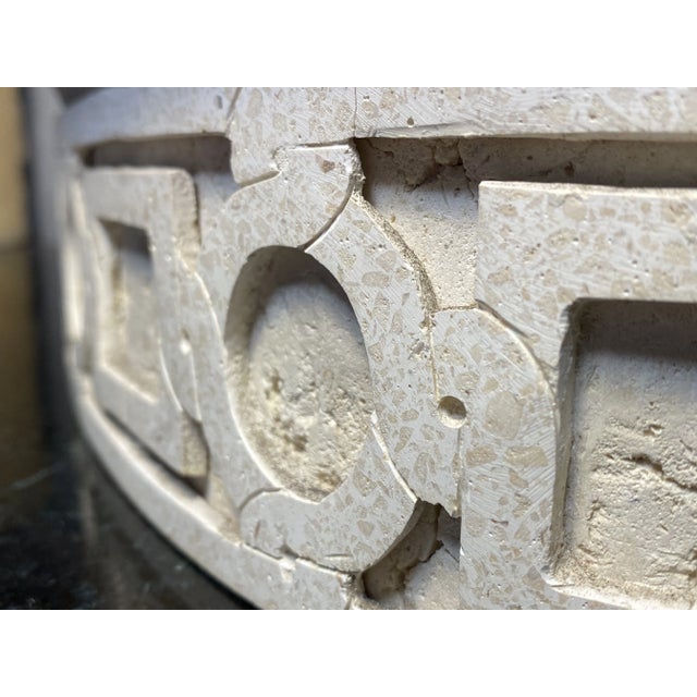 Stone Late 20th Century Oval Limestone Architectural Designed Decorative Bowl For Sale - Image 7 of 10