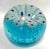 Beautiful mid century art glass paper weight in the Murano glass style. The blown glass has a twisting blue and white...