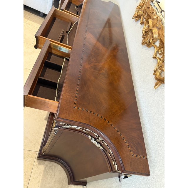 Regency Mahogany Inlaid Credenza W/Brass Grill Inset Doors For Sale In Los Angeles - Image 6 of 18