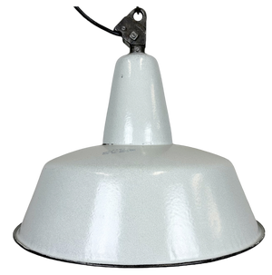 Large Industrial Grey Enamel Factory Pendant Lamp from Zaos, 1960s