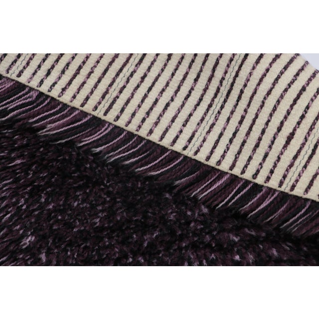 Purple Vintage Swedish Rya Runner in Solid Purple and Ivory Tones - Rug & Kilim For Sale - Image 8 of 9