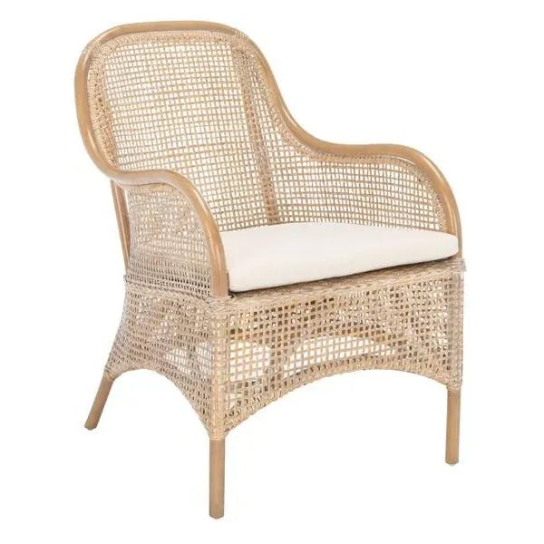Safavieh Charlie Rattan Accent Chair with Cushion - Grey White Wash/White For Sale - Image 4 of 11