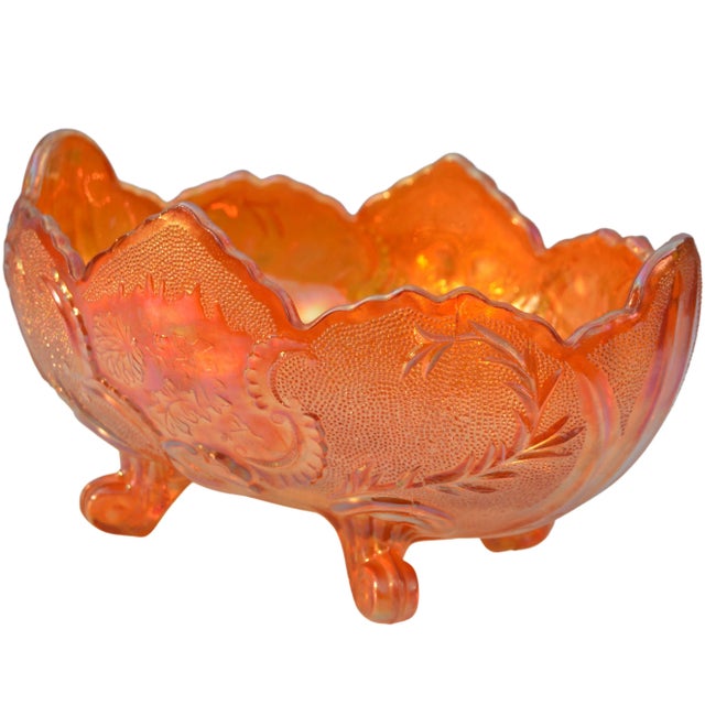 Glass Mid-Century Orange Textured-Glass Centerpiece For Sale - Image 7 of 9