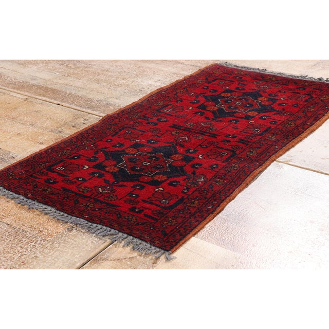 Red Vintage Persian Turkoman Rug, 01'08 X 03'04 For Sale - Image 8 of 10