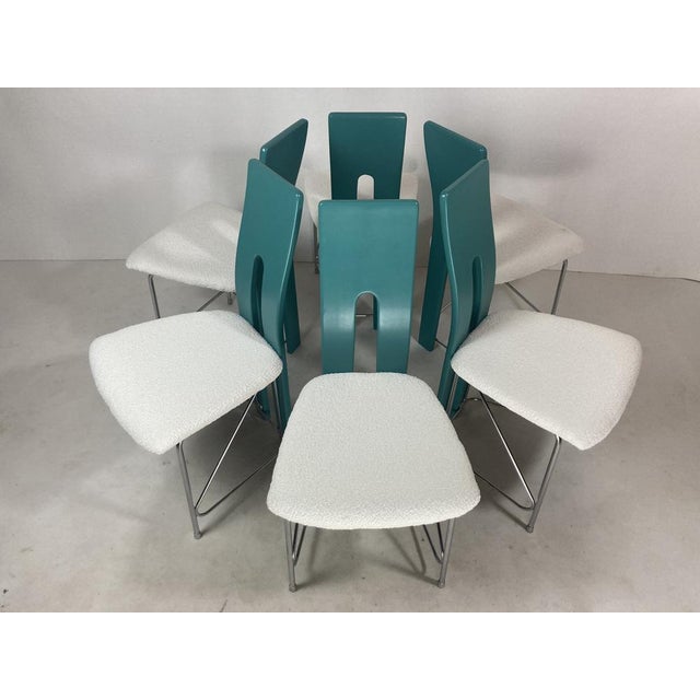 1980s Postmodern Dining Chairs in Bouclé, 1980s, Set of 6 For Sale - Image 5 of 18