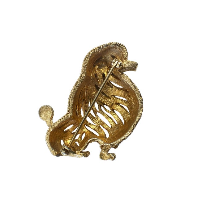 Vintage Signed Capri Goldtone/Rhinestone Poodle Brooch/Pin Fabulous 1.75" H For Sale - Image 4 of 6