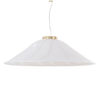 Large White Murano Glass Ceiling Lamp with Filigree Spiral For Sale