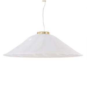 Large White Murano Glass Ceiling Lamp with Filigree Spiral