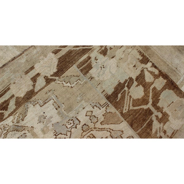 Brown, Tan, Sand and Ivory Vintage Turkish Oushak Rug With Floral Center Medallion For Sale In Atlanta - Image 6 of 7