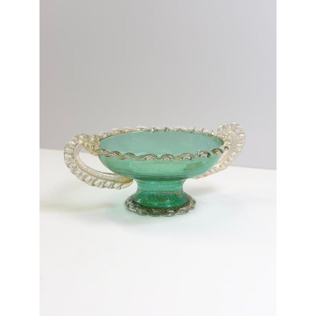 Gold Venetian Style Murano Glass Tazza with Gold Inclusions, Italy, 1950s For Sale - Image 8 of 10