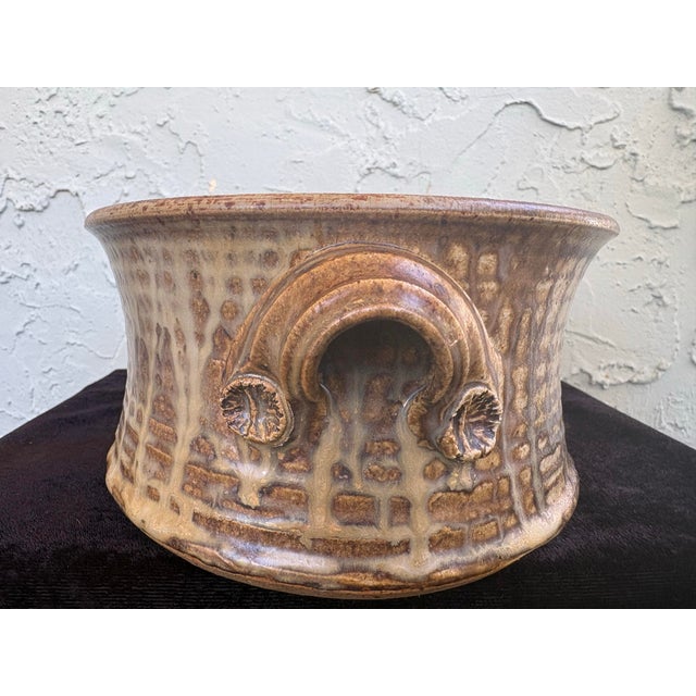 Signed Mid-Century Brutalist Studio Pottery Cachepot / Centerpiece Bowl For Sale In Orlando - Image 6 of 9