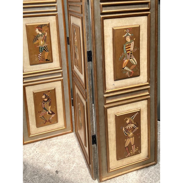 Vintage Painted Harlequin Wood Folding Screen For Sale - Image 16 of 18