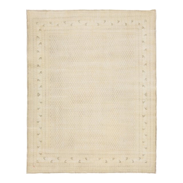 8 X 10 Antique Persian Tabriz Wool Rug Handmade in Beige With Allover Pattern For Sale