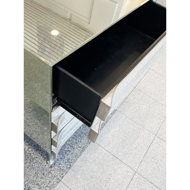 Silver 1980s Mirrored Chests of Drawers or Nightstands - A Pair For Sale - Image 8 of 11