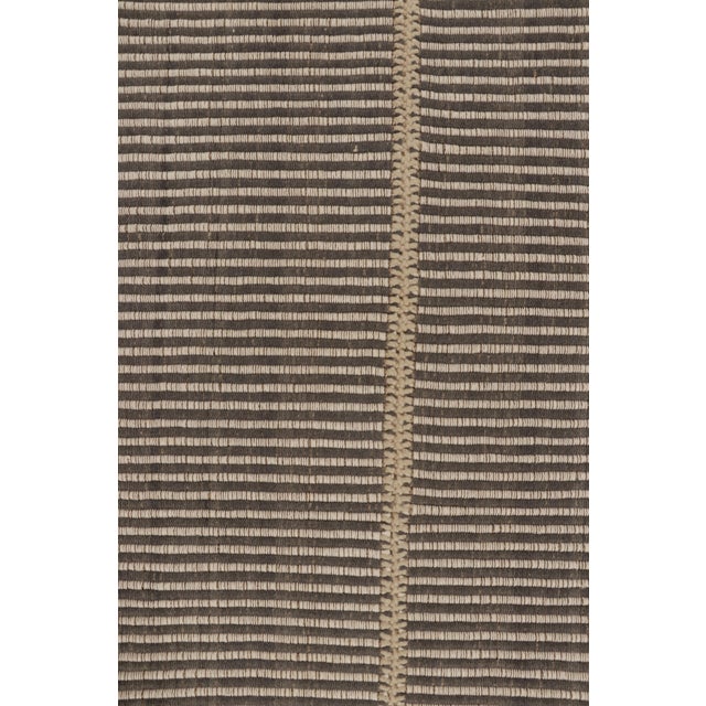 Rug & Kilim Rug & Kilim’s Accent Kilim With Textural Gray and White Stripes, Cream Accent For Sale - Image 4 of 7