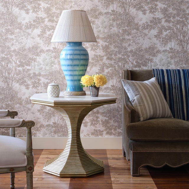 Bunny Williams Home Bunny Williams Home Marble Top Hourglass Table, Silver For Sale - Image 4 of 4