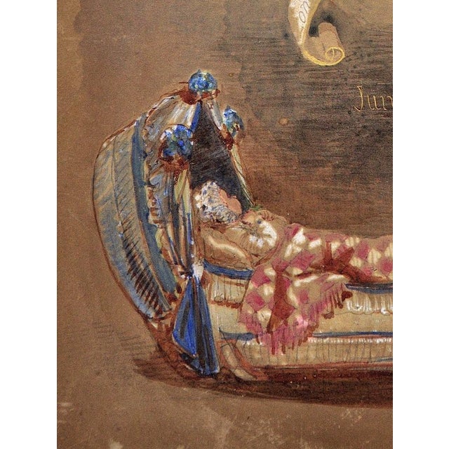 Queen Victoria's Daughter, HRH Princess Alice Maud Mary, Long Life and Happiness, Watercolour Painting, 1860 For Sale - Image 9 of 18