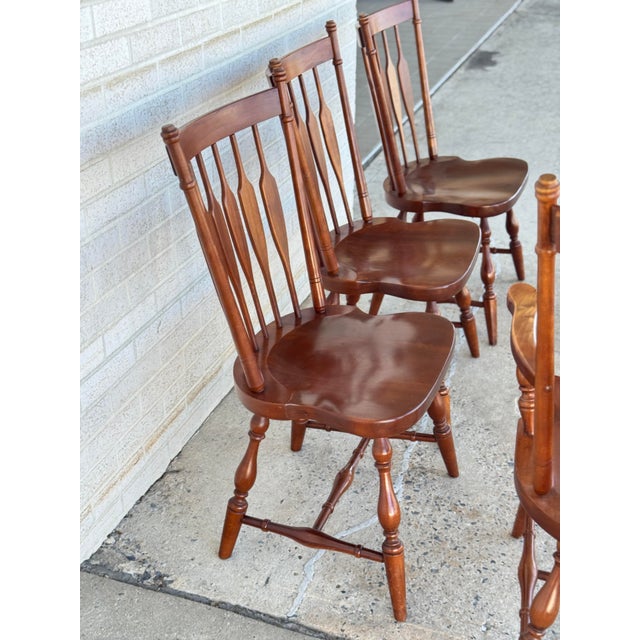 Vintage Harden Solid Wood Dining Chairs Set of 6 Spindle Back Turned Legs For Sale - Image 9 of 12