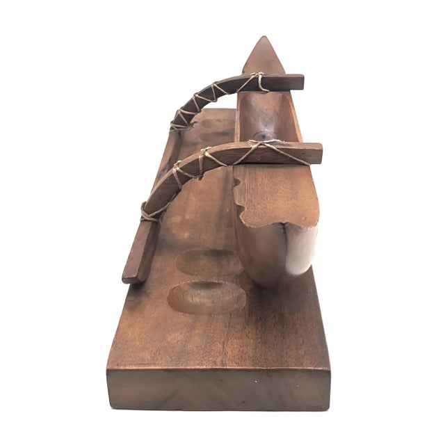 Nautical Mid 20th Century Handcarved Wood Pipe Rack For Sale - Image 3 of 9