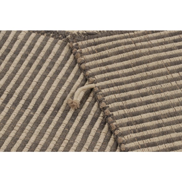 Beige Rug & Kilim's Accent Kilim, Beige and Gray Textural Stripes For Sale - Image 8 of 8