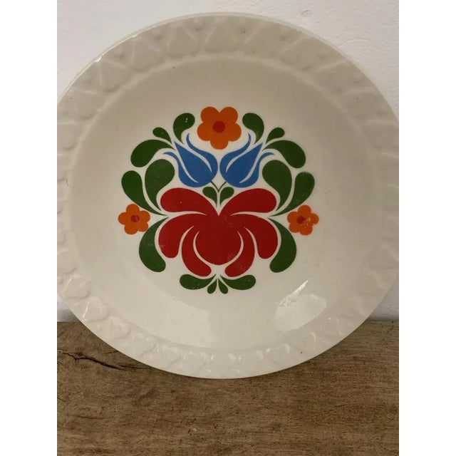 Folk Plate with Hand Painted Flowers, Hungary For Sale - Image 4 of 5