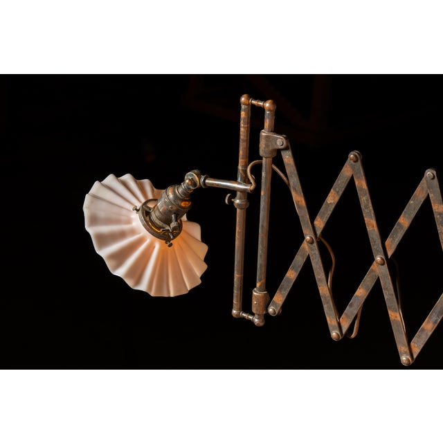 Early 20th Century Japanned Copper Scissor Arm Wall Lamp by F. W. Hardy For Sale - Image 14 of 18