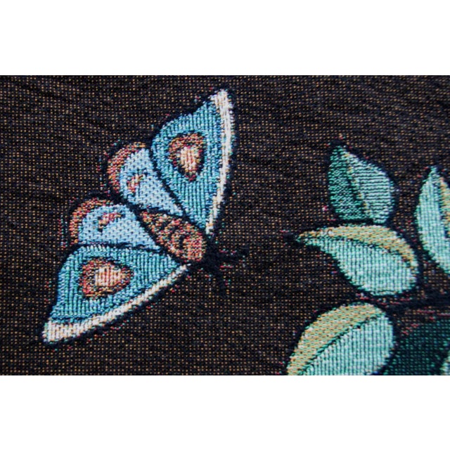 Coffee Arts and Crafts Style "Tree of Birds" in Espresso Jacquard Woven Throw Blanket For Sale - Image 8 of 12