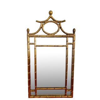 20th Century Gilded Faux Bamboo Mirror For Sale