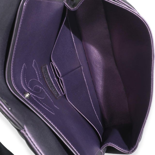 Purple Quilted Iridescent Lambskin Medium Classic Double Flap Bag For Sale - Image 9 of 9