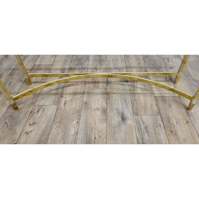Vintage Mid Century Hollywood Regency Labarge Style Brass and Glass Hall Table For Sale In Kansas City - Image 6 of 10