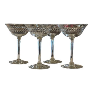 Vintage Cut Crystal Martini Glasses - Set of 4 For Sale