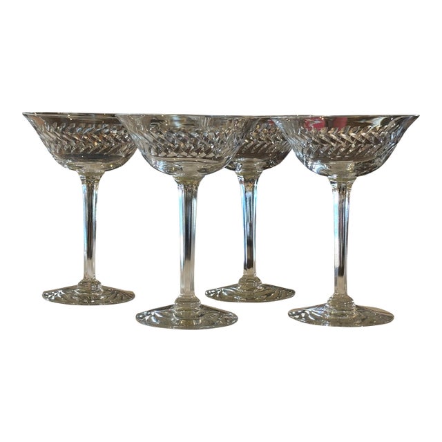 Vintage Cut Crystal Martini Glasses - Set of 4 For Sale