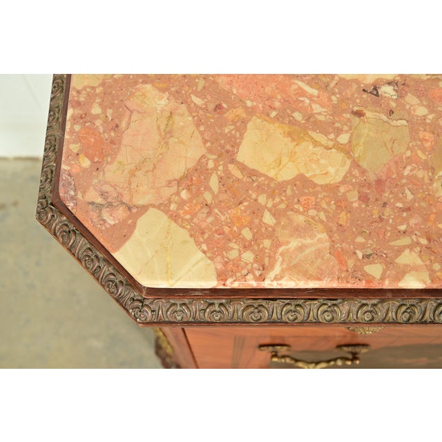Paul Sormani Style French Regency Louis XVI Kingwood Inlaid Marquetry Marble Top Commode With Mounted Gilt Bronze Ormolu For Sale - Image 14 of 18