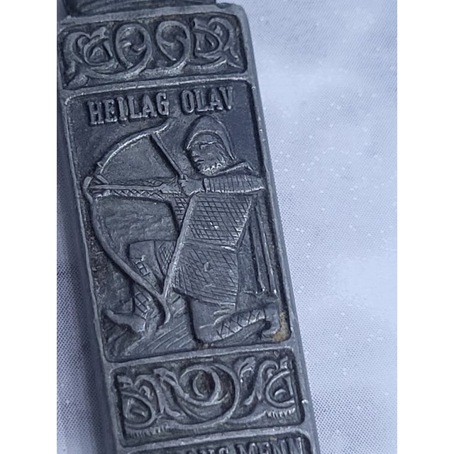 Traditional Norwegian Pewter Hardanger Konge Tinn Letter Opener For Sale - Image 3 of 10