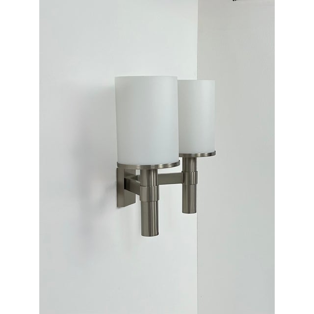 Perzel double wall light in metal and opaline glass, produced in France in the 1960s. A timeless design, featured in the...