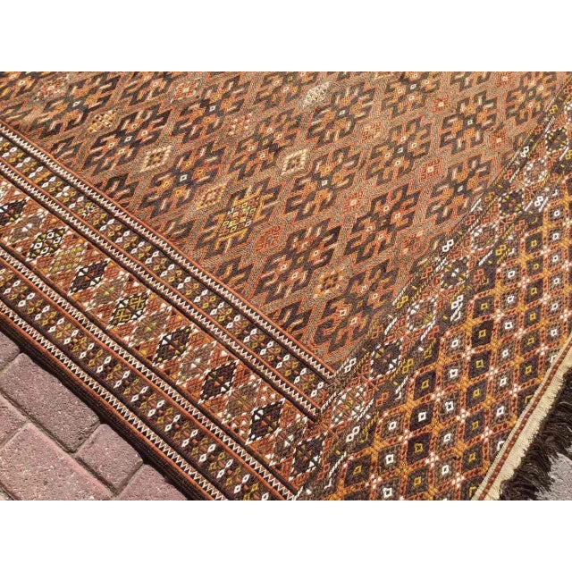 1950s Vintage Brown Soumak Kilim Rug, 142" X 79" For Sale - Image 4 of 11