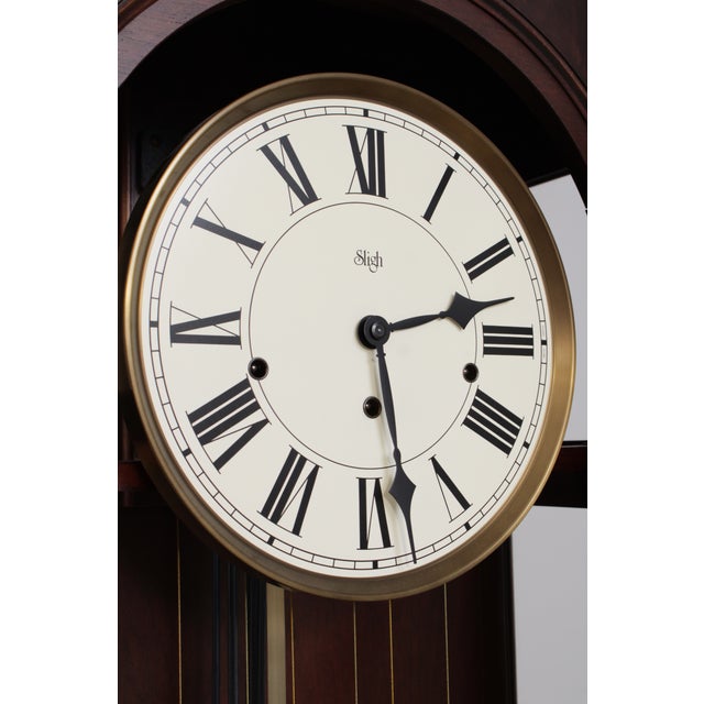 Brown Sligh Mahogany Tall Case Grandfather Clock For Sale - Image 8 of 18