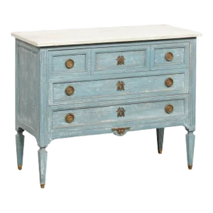 Mid 20th Century French Neoclassic Commode, Cornflower Blue