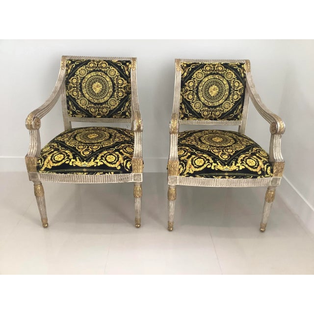 1980s J Scott Vintage Chair With Custom Upholstery in Velvet Gianni Versace Barroco - a Pair For Sale - Image 12 of 12