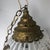 Mid 20th Century Mid 20th Century Hollywood Regency Round Opaque and Clear Swag Lamp Brass Flowers For Sale - Image 5 of 13