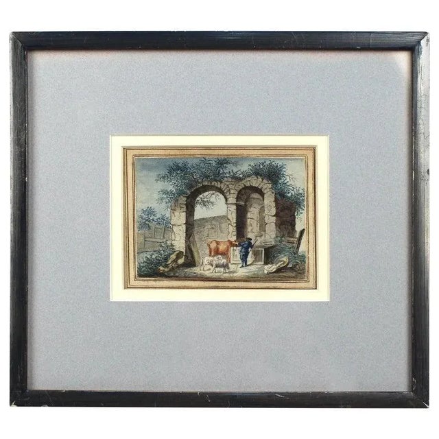 Early 19th Century English Watercolor Painting of Ruins, Framed For Sale In Philadelphia - Image 6 of 6