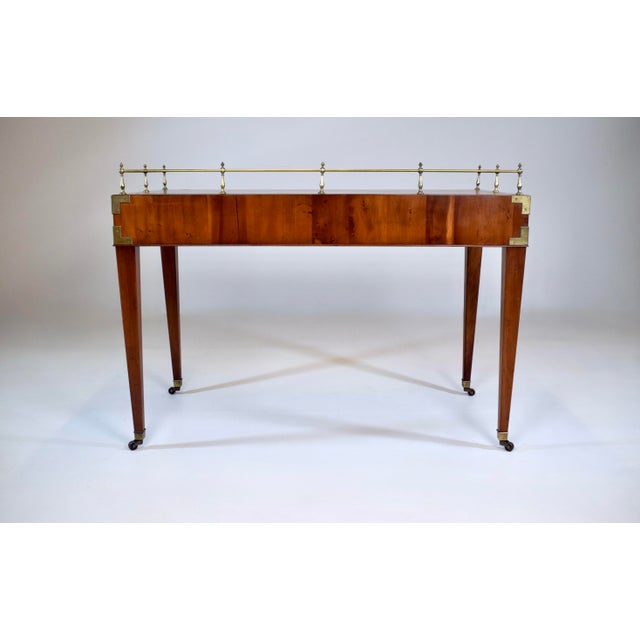 French Regency Leather Top Desk With Campaign Styling and Gallery For Sale - Image 9 of 16