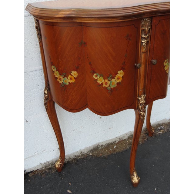 French Carved Flower Inlay Nightstands Side End Tables a Pair 6616 For Sale - Image 4 of 18