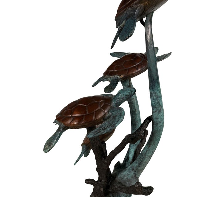 Early 21st Century Four Sea Turtles, Large Bronze Sculpture – 62” H For Sale - Image 5 of 8