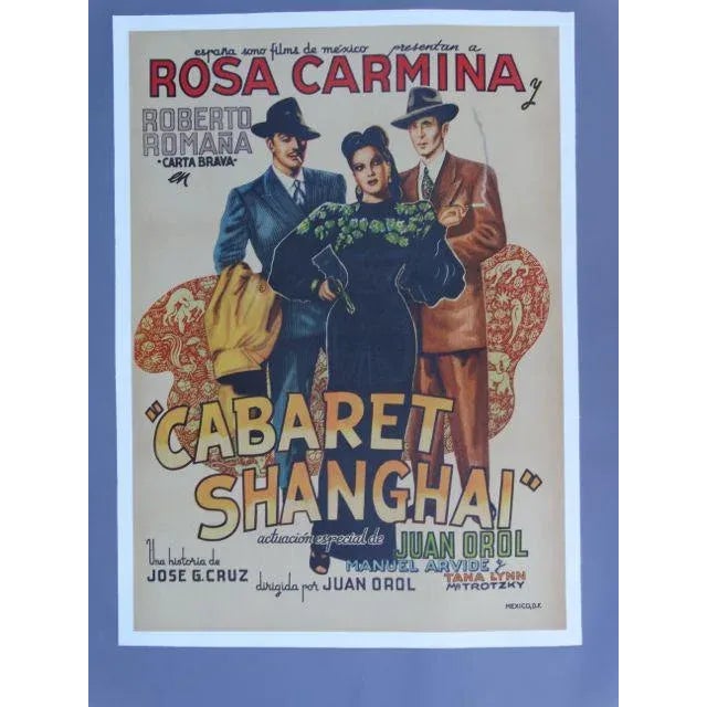 Textile 1950s Vintage Cabaret Shanghai Mexican Movie Poster For Sale - Image 7 of 10